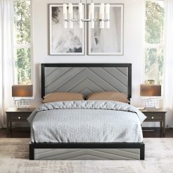 Thebedroomstore.com Platform Beds Barcelona Linen / Arden Faux Leather - Upholstered Platform Bed