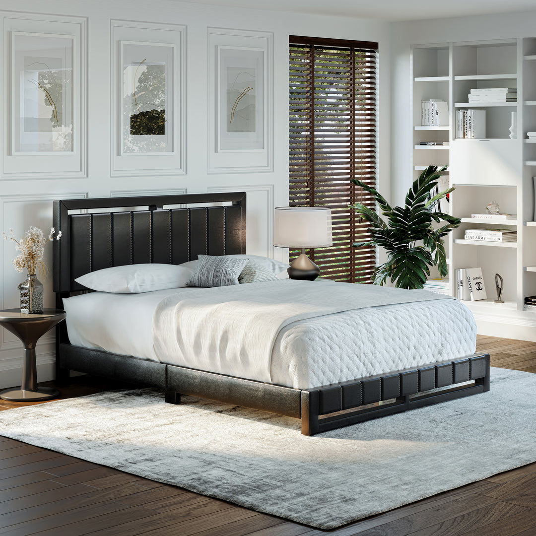 Thebedroomstore.com Upholstered Beds Beaumont Faux Leather / Senata Linen - Upholstered Platform Bed