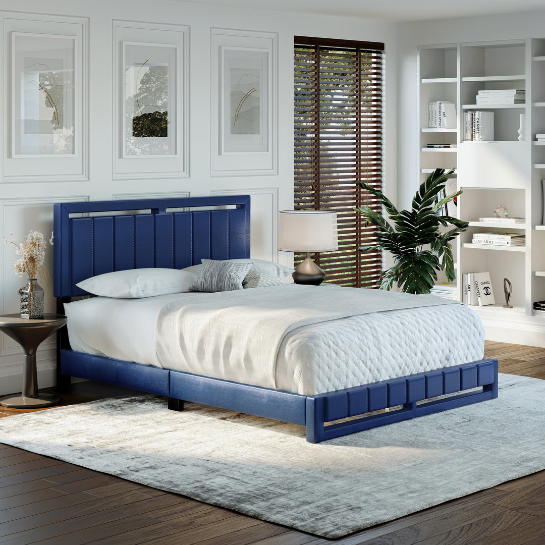 Thebedroomstore.com Upholstered Beds Beaumont Faux Leather / Senata Linen - Upholstered Platform Bed
