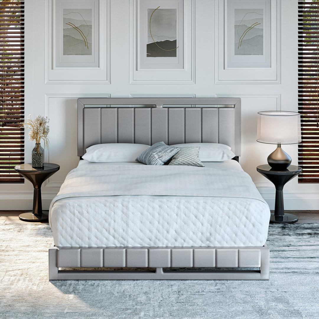Thebedroomstore.com Upholstered Beds Beaumont Faux Leather / Senata Linen - Upholstered Platform Bed