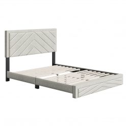 Thebedroomstore.com Platform Beds Barcelona Linen / Arden Faux Leather - Upholstered Platform Bed