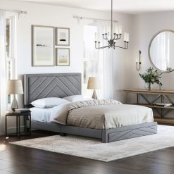 Thebedroomstore.com Platform Beds Barcelona Linen / Arden Faux Leather - Upholstered Platform Bed