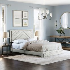 Thebedroomstore.com Platform Beds Barcelona Linen / Arden Faux Leather - Upholstered Platform Bed