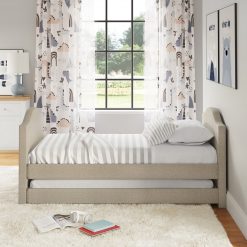 Thebedroomstore.com Messina Faux Leather / Birmingham Linen - Trundle Bed Platform Beds