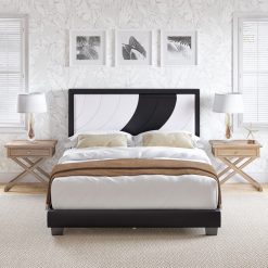 Thebedroomstore.com Sail-Away Linen / Bree Faux Leather - Upholstered Platform Bed