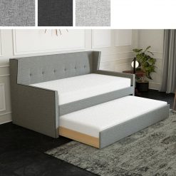 Thebedroomstore.com Carlisle Linen Trundle Bed Platform Beds