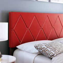 Thebedroomstore.com Diamond Linen / Charlat Faux Leather - Upholstered Bed