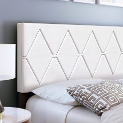 Thebedroomstore.com Diamond Linen / Charlat Faux Leather - Upholstered Bed