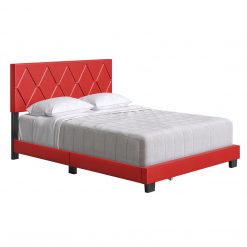 Thebedroomstore.com Diamond Linen / Charlat Faux Leather - Upholstered Bed