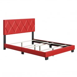 Thebedroomstore.com Diamond Linen / Charlat Faux Leather - Upholstered Bed