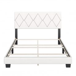 Thebedroomstore.com Diamond Linen / Charlat Faux Leather - Upholstered Bed