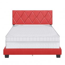 Thebedroomstore.com Diamond Linen / Charlat Faux Leather - Upholstered Bed
