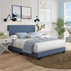 Thebedroomstore.com Chloe Linen Upholstered Platform Bed Platform Beds