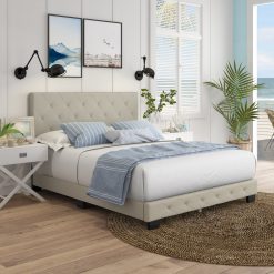 Thebedroomstore.com Chloe Linen Upholstered Platform Bed Platform Beds