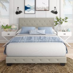 Thebedroomstore.com Chloe Linen Upholstered Platform Bed Platform Beds