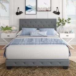 Thebedroomstore.com Chloe Linen Upholstered Platform Bed Platform Beds