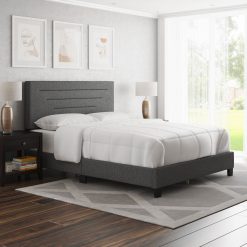 Thebedroomstore.com Luxembourg Faux Leather / Cordoba Linen - Upholstered Bed