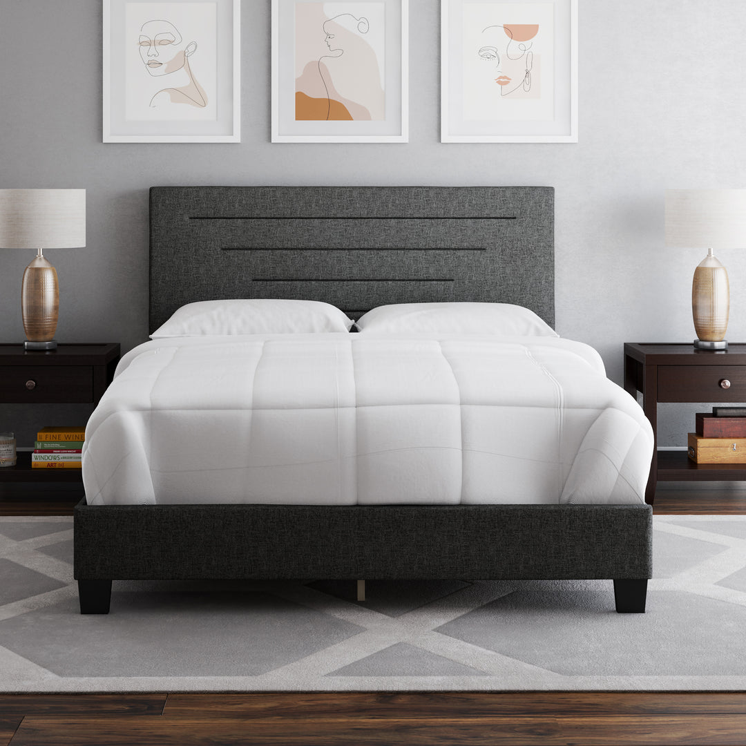 Thebedroomstore.com Luxembourg Faux Leather / Cordoba Linen - Upholstered Bed