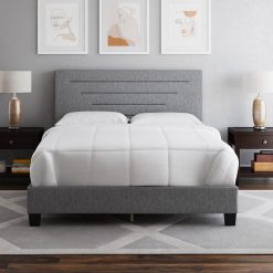 Thebedroomstore.com Luxembourg Faux Leather / Cordoba Linen - Upholstered Bed