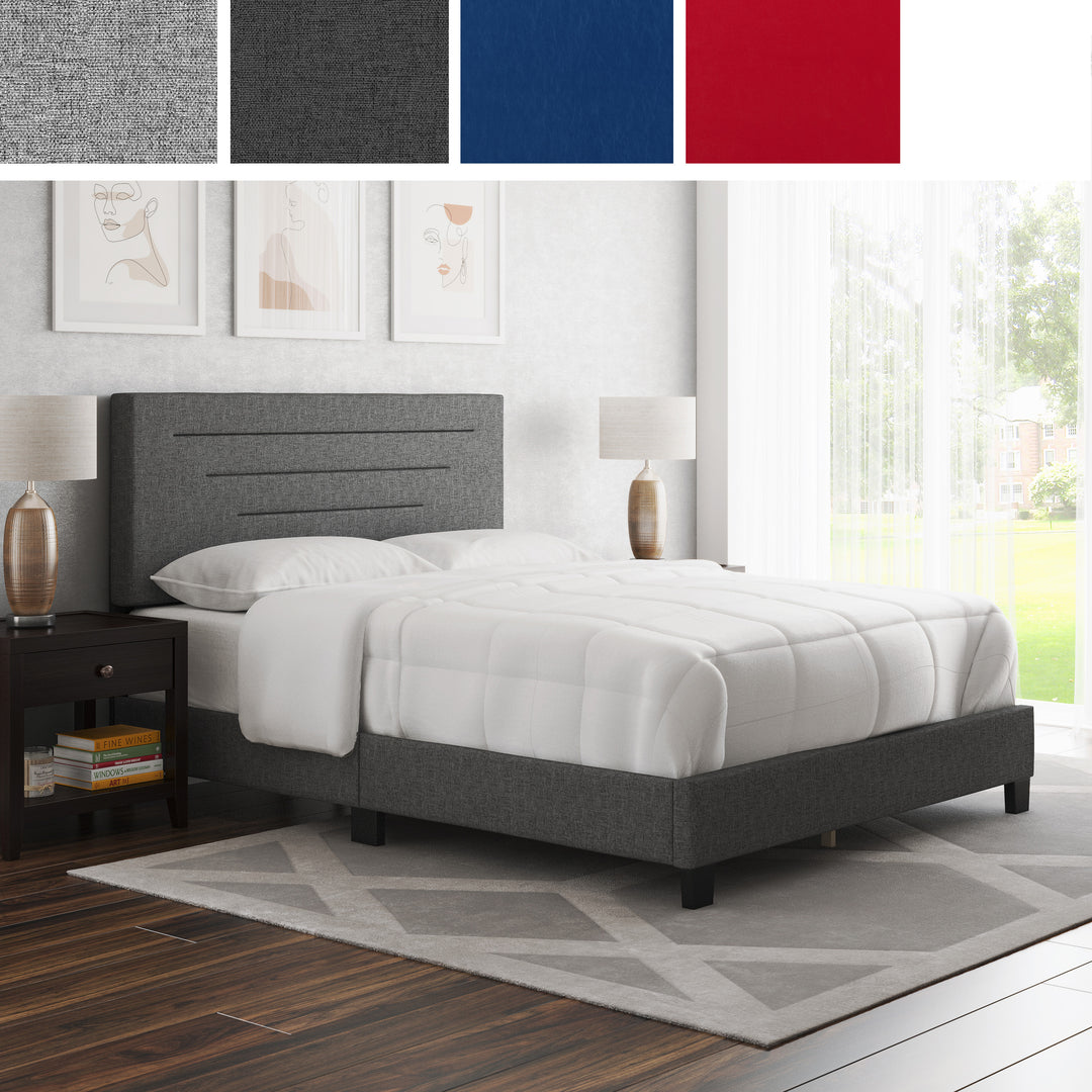 Thebedroomstore.com Luxembourg Faux Leather / Cordoba Linen - Upholstered Bed