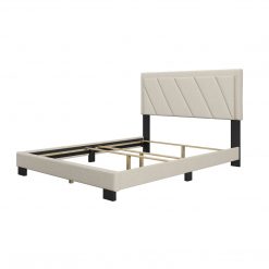 Thebedroomstore.com Diagonal Linen / Savona Faux Leather - Upholstered Bed