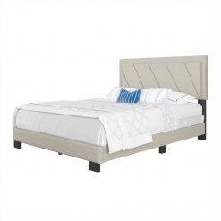 Thebedroomstore.com Diagonal Linen / Savona Faux Leather - Upholstered Bed