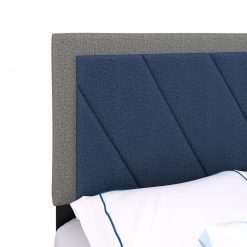 Thebedroomstore.com Diagonal Linen / Savona Faux Leather - Upholstered Bed