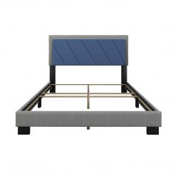 Thebedroomstore.com Diagonal Linen / Savona Faux Leather - Upholstered Bed