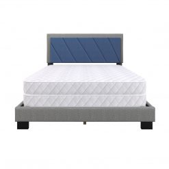 Thebedroomstore.com Diagonal Linen / Savona Faux Leather - Upholstered Bed