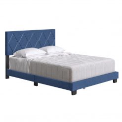 Thebedroomstore.com Diamond Linen / Charlat Faux Leather - Upholstered Bed