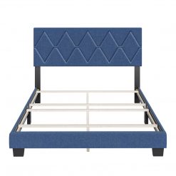 Thebedroomstore.com Diamond Linen / Charlat Faux Leather - Upholstered Bed