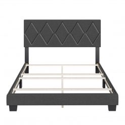 Thebedroomstore.com Diamond Linen / Charlat Faux Leather - Upholstered Bed
