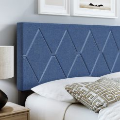 Thebedroomstore.com Diamond Linen / Charlat Faux Leather - Upholstered Bed