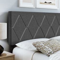 Thebedroomstore.com Diamond Linen / Charlat Faux Leather - Upholstered Bed