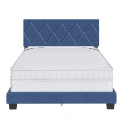 Thebedroomstore.com Diamond Linen / Charlat Faux Leather - Upholstered Bed