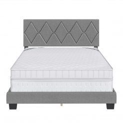 Thebedroomstore.com Diamond Linen / Charlat Faux Leather - Upholstered Bed