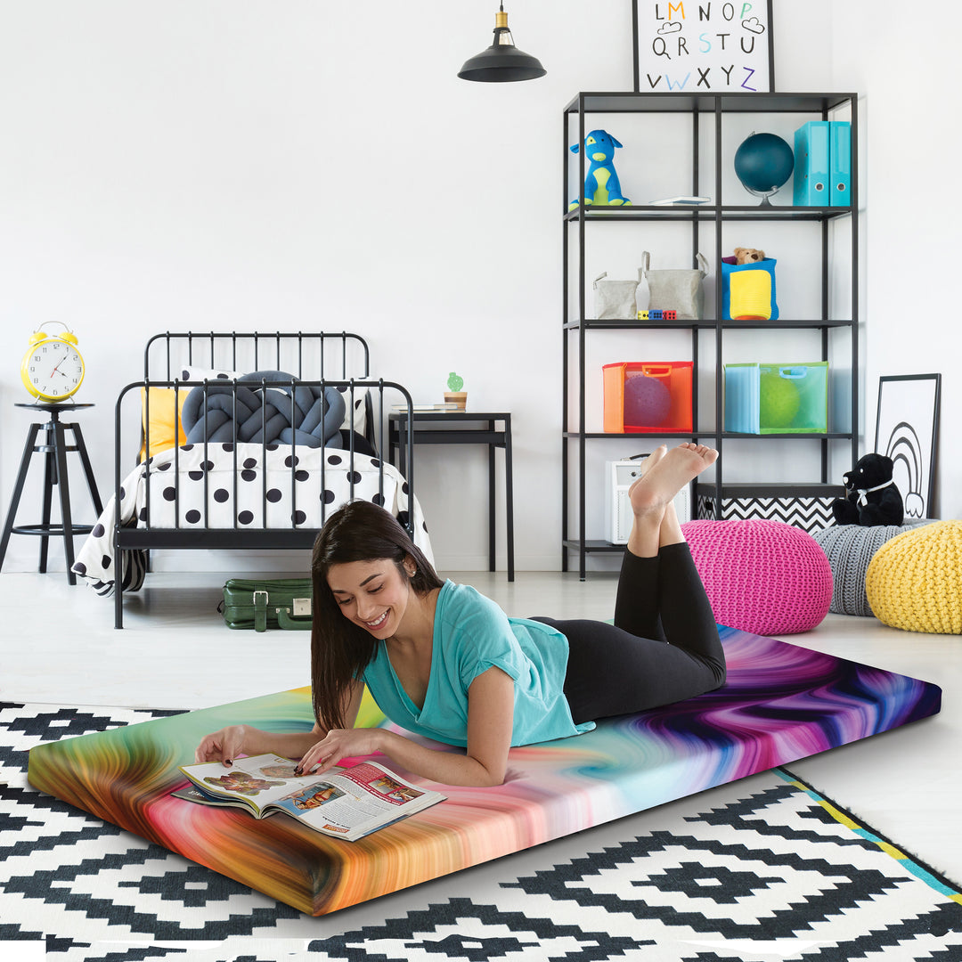 Thebedroomstore.com Groove Tie Dye Roll Up Memory Foam Guest Bed Mattress Fold-Away Guest Beds