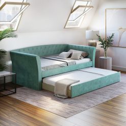 Thebedroomstore.com New Castle Linen / St Ives Faux Leather / Kendal Velour - Trundle Bed Platform Beds