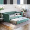 Thebedroomstore.com New Castle Linen / St Ives Faux Leather / Kendal Velour - Trundle Bed Platform Beds