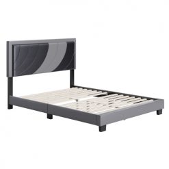 Thebedroomstore.com Sail-Away Linen / Bree Faux Leather - Upholstered Platform Bed