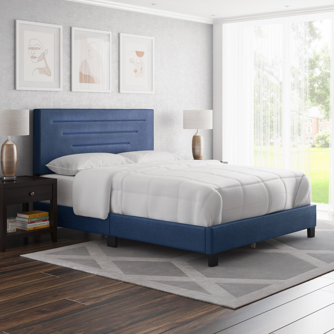 Thebedroomstore.com Luxembourg Faux Leather / Cordoba Linen - Upholstered Bed