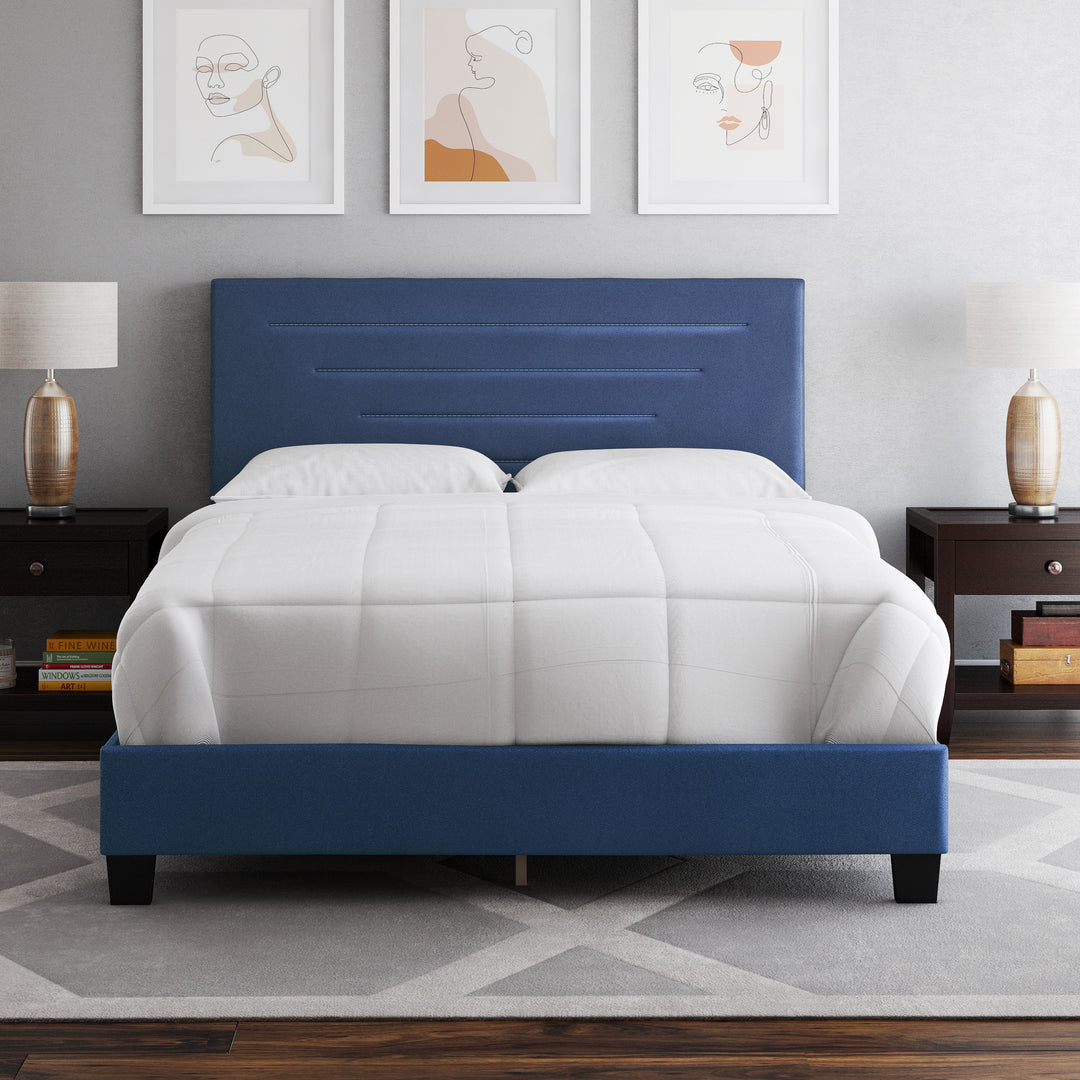 Thebedroomstore.com Luxembourg Faux Leather / Cordoba Linen - Upholstered Bed