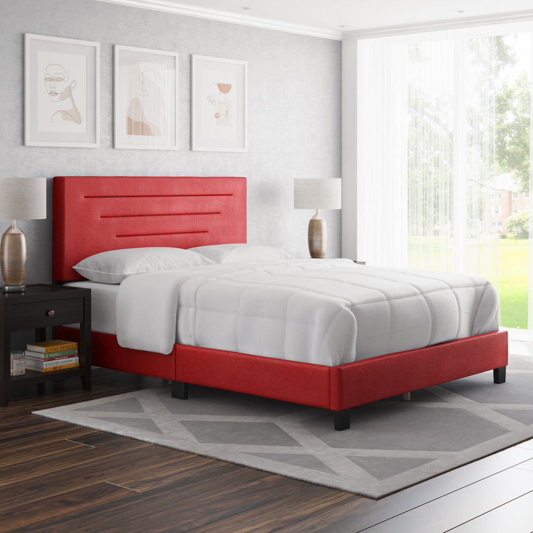 Thebedroomstore.com Luxembourg Faux Leather / Cordoba Linen - Upholstered Bed