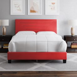 Thebedroomstore.com Luxembourg Faux Leather / Cordoba Linen - Upholstered Bed