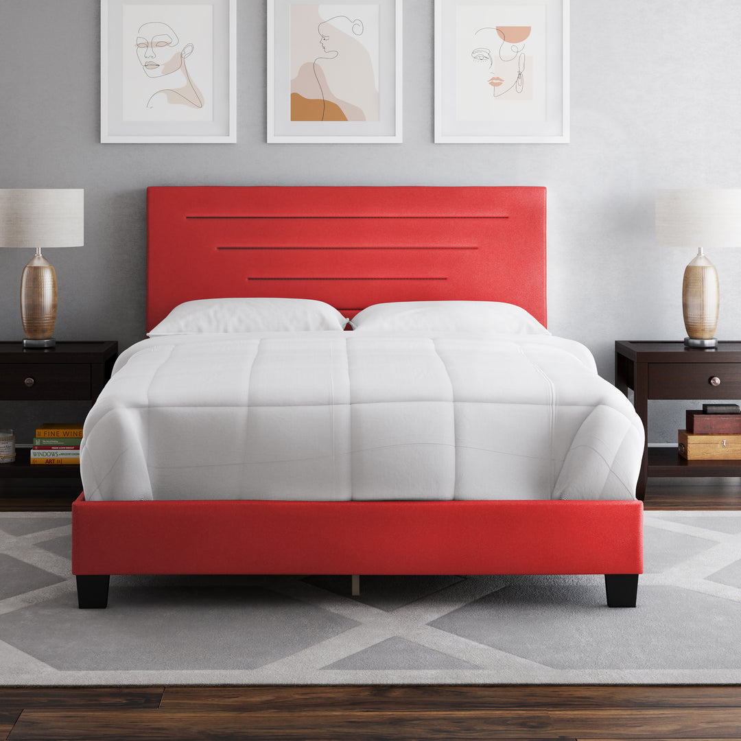 Thebedroomstore.com Luxembourg Faux Leather / Cordoba Linen - Upholstered Bed