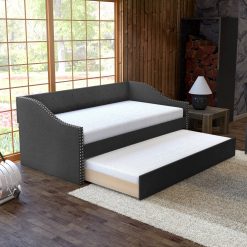 Thebedroomstore.com Manchester Linen / Darlington Faux Leather / Dorset - Velour Trundle Bed Platform Beds