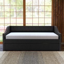 Thebedroomstore.com Manchester Linen / Darlington Faux Leather / Dorset - Velour Trundle Bed Platform Beds