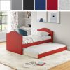 Thebedroomstore.com Messina Faux Leather / Birmingham Linen - Trundle Bed Platform Beds