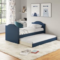 Thebedroomstore.com Messina Faux Leather / Birmingham Linen - Trundle Bed Platform Beds