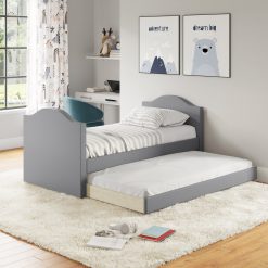Thebedroomstore.com Messina Faux Leather / Birmingham Linen - Trundle Bed Platform Beds